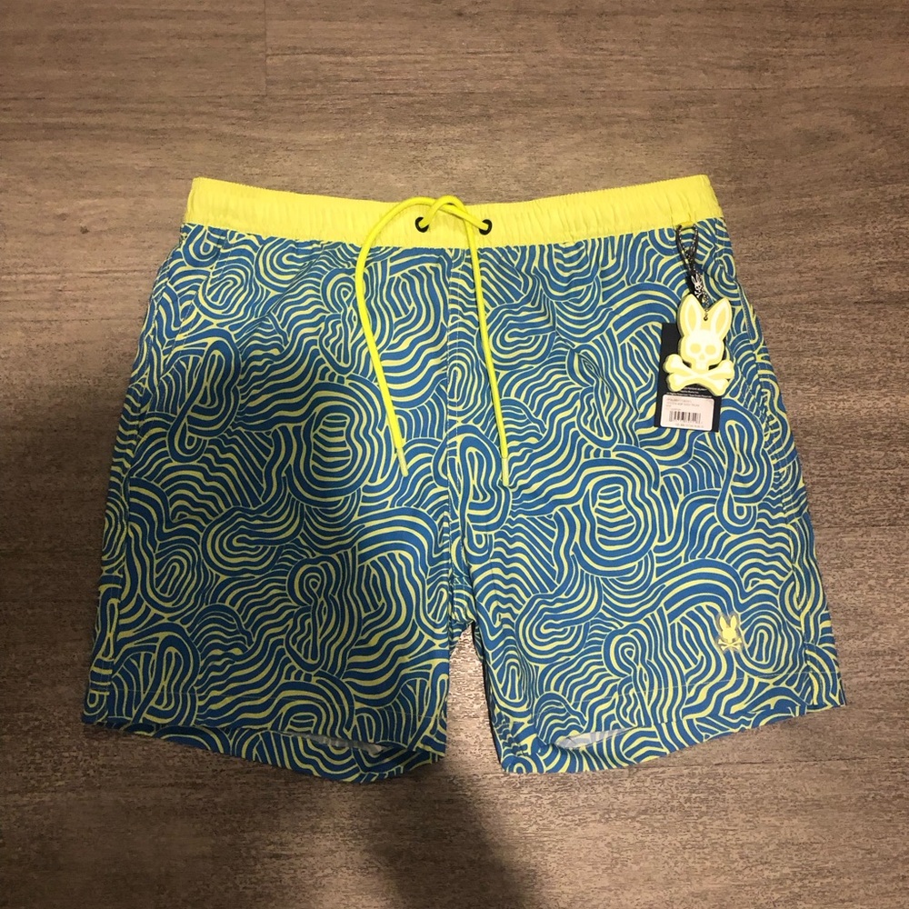 New Psycho Bunny Men's Verona AOP Swim Trunks M - Picture 4 of 8